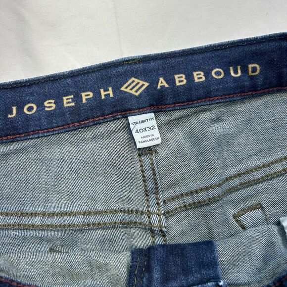Joseph Abboud Jeans Men's 40 x 32 Dark Wash Blue Denim Straight Fit Whiskered - Picture 10 of 12